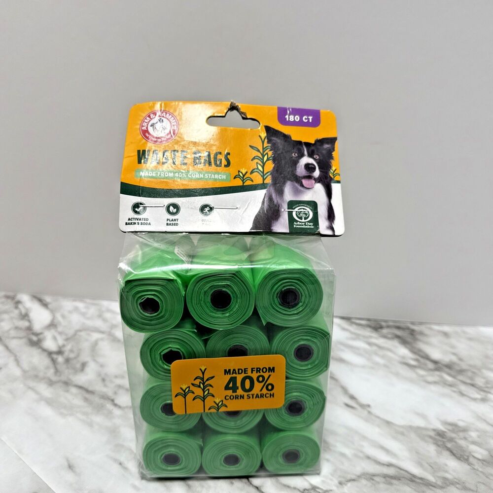 Arm & Hammer‎ Pet Waste Bags Plant Based 40% Cornstarch  Baking Soda 180 count